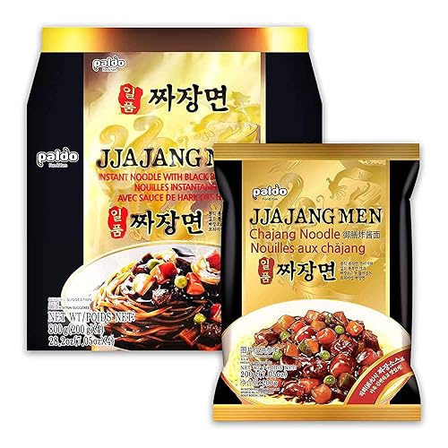 PALDO FUN & YUM Jjajangmen Chajang Noodle Pack of 12, Vegan No MSG 12-pack, Black Bean Instant Ramen Korean Noodle, K-Food, Most Loved Korean Ramyun - 7.05 Ounce (Pack of 12)