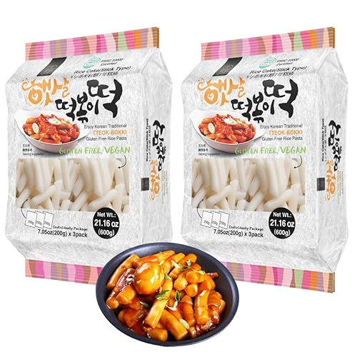 Korean Rice Cake Tteokbokki Stick – 2 Pack (3 Individual Package X 2 Pack) Vegan, Non-GMO, Gluten Free, Tteok Rice Cakes Food Pasta 21.16 oz Per Pack - 21.15 Ounce (Pack of 2)