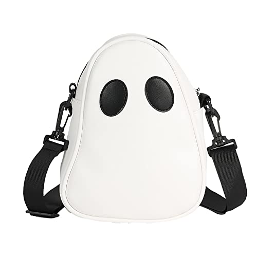 Halloween Pumpkin Cute Ghost Purse, Pu Leather Crossbody Bag Shoulder Bag For Girls, Spooky Season Trick Or Treat (white, One Size) - White - One Size