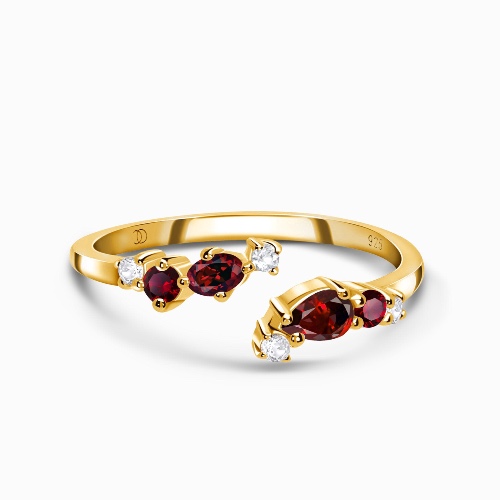 Adjustable Garnet Ring Flourish - January Birthstone | 18kt Yellow Gold Vermeil / M