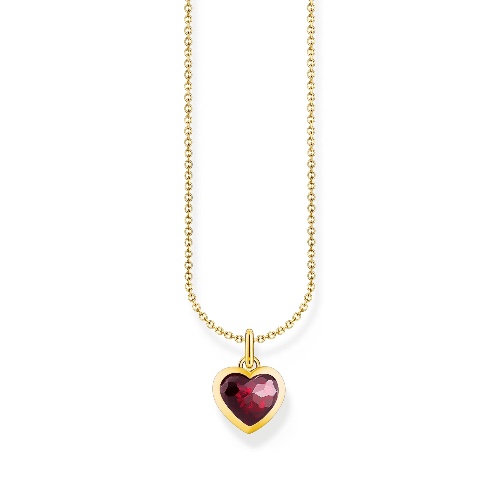 Heart pendant necklace gold with red zirconia | L45V (38 - 45 cm)