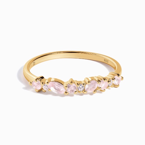 Rose Quartz White Zircon Ring - Grace | 18kt Yellow Gold Vermeil / 8
