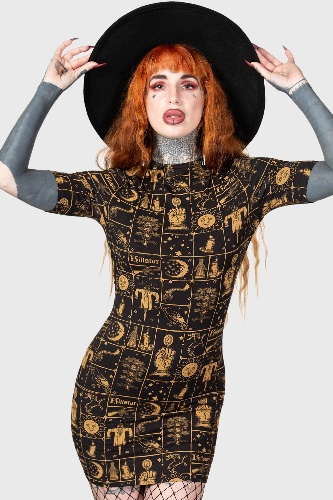 Folk Horror Bodycon | XS / Black / 95% Viscose 5% Elastane
