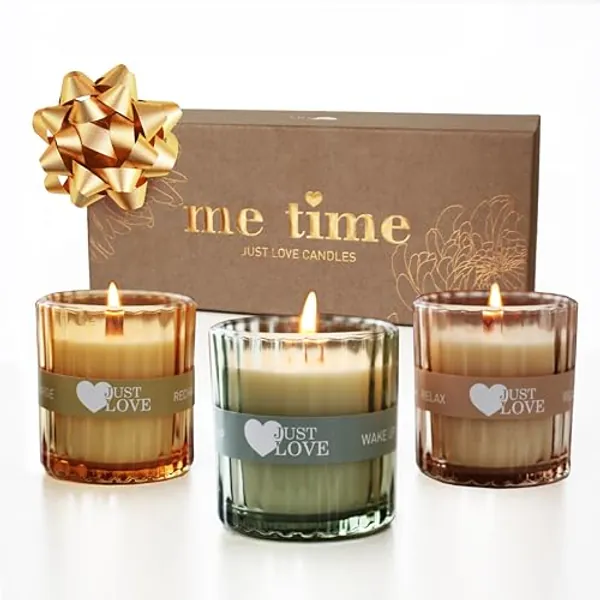 JUST LOVE „me time“ Duftkerzen Set für deine individuelle Stimmung, Geschenk für Frauen, Valentinstag Geschenke, Muttertagsgeschenk, duftkerze im glas, beste freundin geschenk