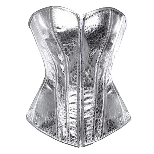 Josamogre Leder Korsett Corset Top Damen Kunstleder Corsage Gothic Reißverschluss Sexy