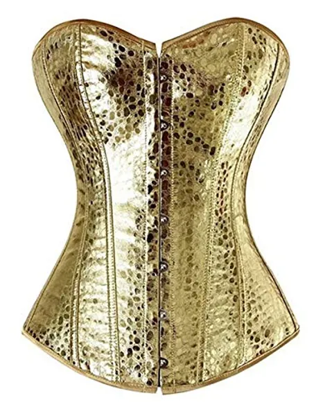 Josamogre Leder Korsett Corset Top Damen Kunstleder Corsage Gothic Reißverschluss Sexy