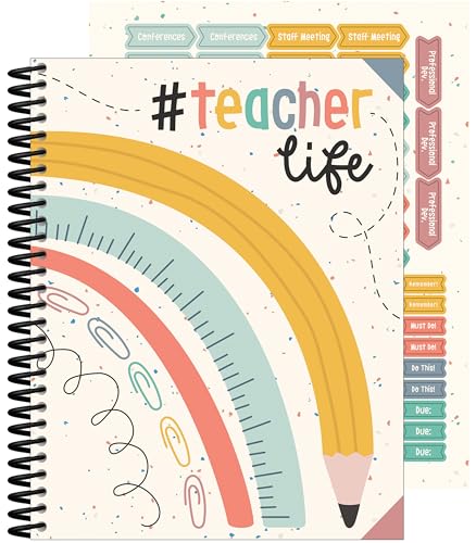 Carson Dellosa We Belong Boho Teacher Planner, 8" x 11" Spiral Bound Planner With Planner Stickers, Undated Daily Planner, Weekly Planner & Monthly Planner, School Supplies for Classroom Organization - We Belong