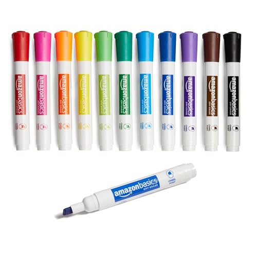 Amazon Basics Low-Odor Chisel Tip Dry Erase White Board Markers