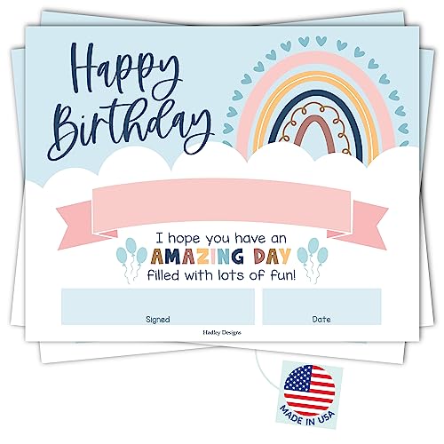 Hadley Designs 25 Boho Happy Birthday Certificates for Students