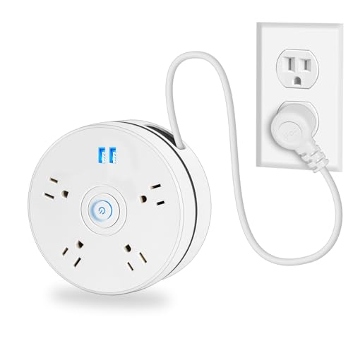 Cruise Essentials - Flat Plug Power Strip, 6FT Retractable Extension Cord 