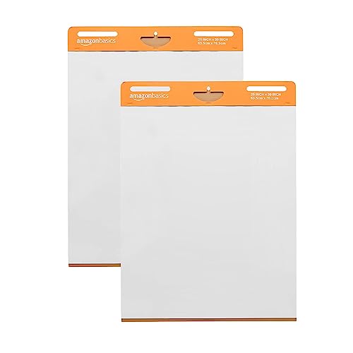 Amazon Basics Sticky Easel Pad, 25 x 30-Inch, 2 Count, White - 2 Count