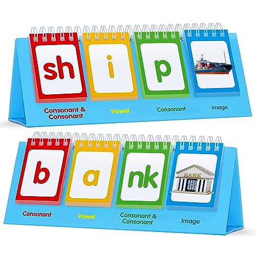 CVCC & CCVC Flip Charts, 40 Words Builder Phonic Games Freestanding Flip Chart Manipulative Spelling Toy Educational Learning Tool for Student Teacher School Supplies - CVCC & CCVC Word
