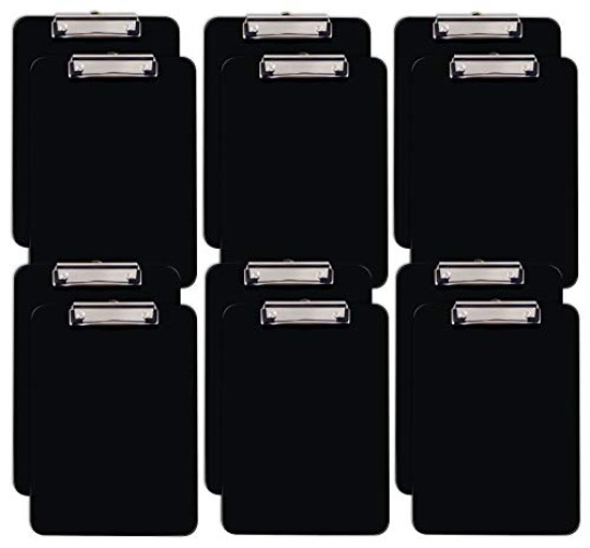 Black Plastic Clipboards, 12 Pack