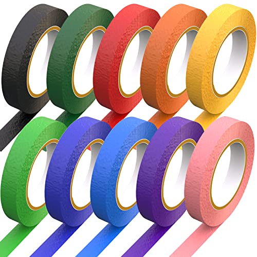 HNXAZG 10 Rolls Colored Masking Tape, 1 inch Wide 