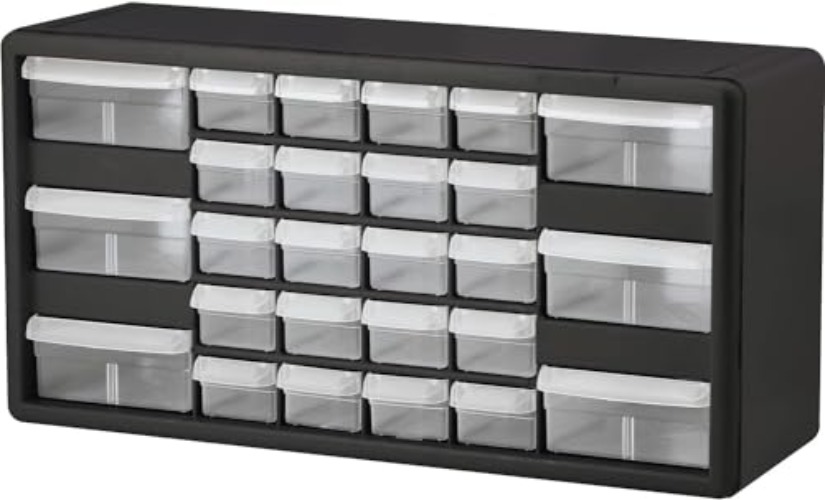 Akro-Mils 10126 26 Drawer Hardware and Plastic Parts Storage, Teacher Toolbox, and Craft Cabinet, 20-Inch W x 6-Inch D x 10-Inch H, Black - Black - 26 Drawer - Cabinet