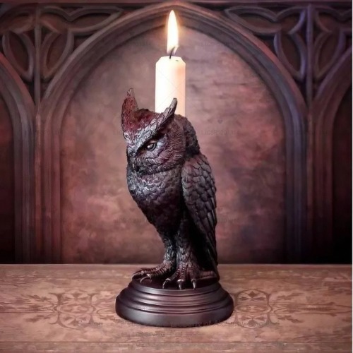 Midnight Mystique Crow and Owl Candle Holders - Owl