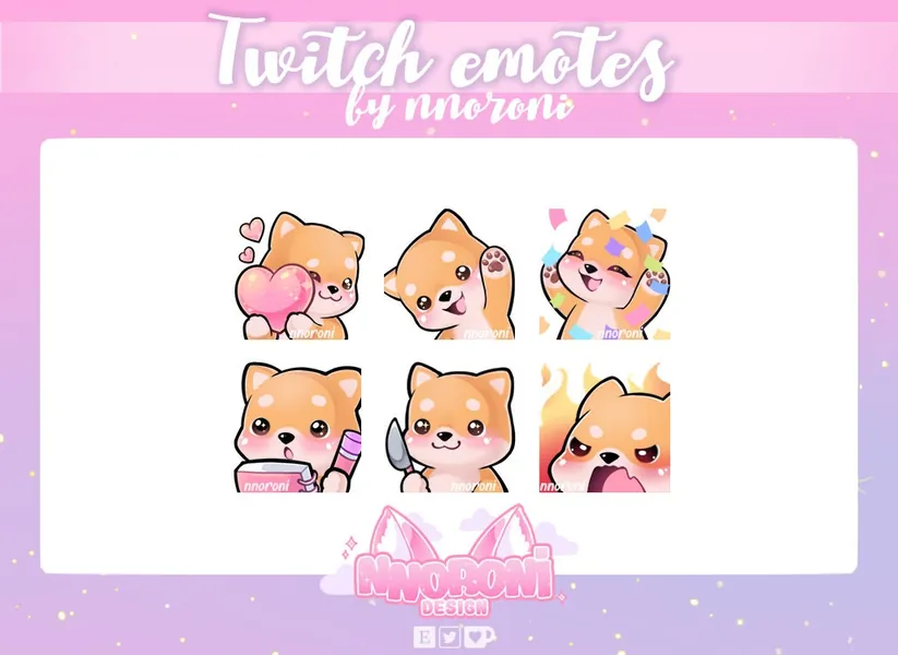 1 ANIMATED Set Shiba Inu Red - Twitch Emotes / sub badges / animated emotes / shiba inu emotes / dog emote / dog sub badges