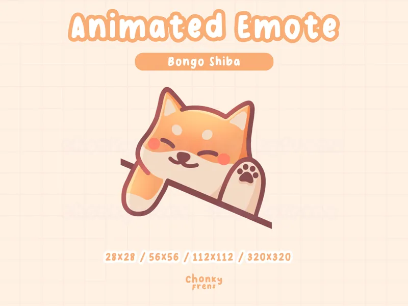 Bongo Shiba Emote, Animated Emote, Shiba Emotes, Shiba Inu Emote, Twitch Emote, Discord Emote, Stream Emotes, Cute Dog Emotes, Bongo Dog