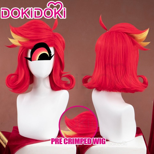 【US LOCAL SHIPPING 】【Pre Crimped 】DokiDoki Anime Hell Hotel Cosplay Wig Short Curly Red Yellow Hair | Wig Only