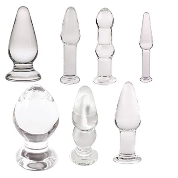 7 Types Set Anal Plug Butt Sex New Top Unique Design Sex Toy Adult Products Crystal Glass Transparent Calabash Shaped Anal Butt Plug Stimulate - Combination 1
