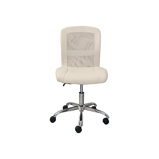 Serta Essentials Armless Ergonomic Bonded Leather/Mesh Swivel Task Chair, Cream (48740B)