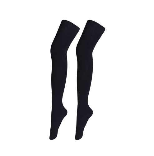 Bestjybt Women Long Thigh High Socks Cotton Over the Knee Socks - Black