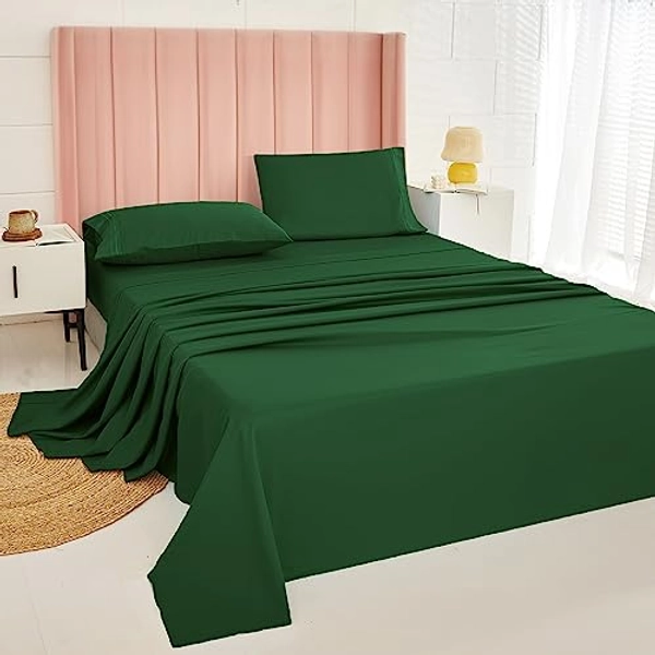 MICORAL Twin Bamboo Sheets Set - Breathable Cooling Bedding Sheet Set - Bed Sheet Set with 16" Deep Pocket Design (3 Pieces, Twin, Emerald Green)
