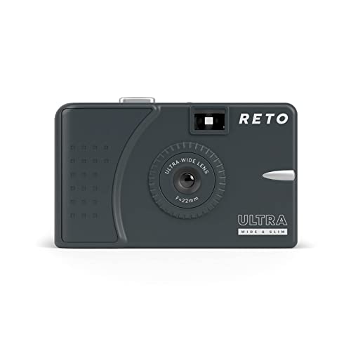 RETO Ultra Wide and Slim 35mm Reusable Daylight Film Camera - 22mm Wide Lens, Focus Free, Light Weight, Easy to Use (Charcoal) - Charcoal
