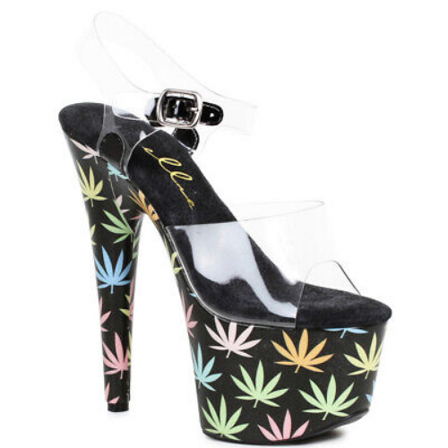 Exotic dancer 7" platform weed print sandals  | eBay