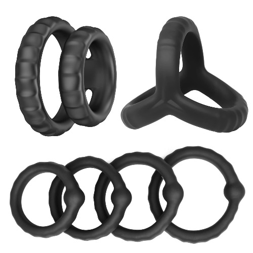Silicone Penis Rings Set, Evyleen 6 Different Sizes Cock Rings for Erection Enhancing, Long Lasting Stronger Men Sex Toy, Strechy Medicial Safe Adult Sex Toys & Games