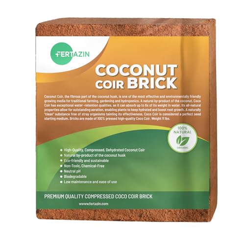 Premium Coco Coir Brick - 10 Pound / 4.5KG Coconut Coir - 100% Organic and Eco-Friendly - OMRI Listed - Natural Compressed Growing Medium - Potting Soil Substrate for Gardens, Seeds and Plants - 11lb