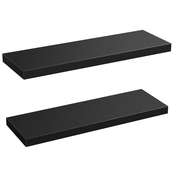 AMADA HOMEFURNISHING Floating Shelves Wall Mounted, 24 x 9 Inch Wall Shelves for Bathroom, Bedroom, Living Room, Black Shelves Set of 2 - AMFS05 - Black