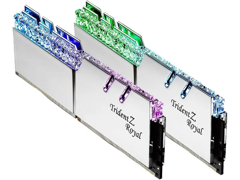 G.Skill Trident Z Royal Series [Silver] 32GB (2 x 16GB) 288-Pin SDRAM (PC4-28800) DDR4 3600 CL19-20-20-40 1.35V Dual Channel Desktop Memory Model F4-3600C19D-32GTRS - 