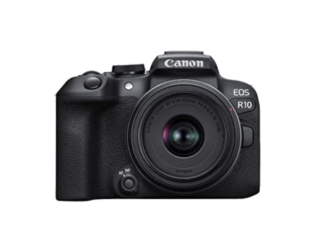 Canon EOS R10 Content Creator Kit, Mirrorless Vlogging Camera, 24.2 MP, 4K Video, DIGIC X Image Processor, Compact, RF-S18-45mm F4.5-6.3 is STM Lens, Stereo Microphone DM-E100, Tripod Grip HG-100TBR - R10 18-45 IS STM