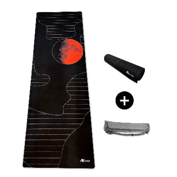 Natural Rubber Sweat Absorbing Non Slip Printed Microfiber Printed Eco Friendly For Hot Yoga, Traditional Yoga, Pilates and General Exercise Suede Yoga Mat with Yoga Bag