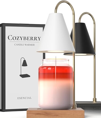 CozyBerry® Candle Warmer Lamp, Compatible with Yankee Candle Large Jar, Candle Lamp, Dimmable & Timer Candle Melter for Scented Candle, Wax Melt, Small & Large Size Jar Candles (Wood White, Timer) - Wood White
