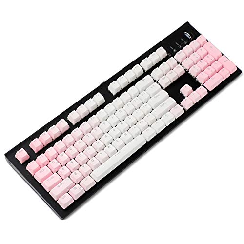YMDK Double Shot 104 Dyed PBT Shine Through Keyset OEM Profile Keycap Set for Cherry MX Switches Mechanical Keyboard 104 87 61,Pink White Gradient (Only Keycap) - Pink White