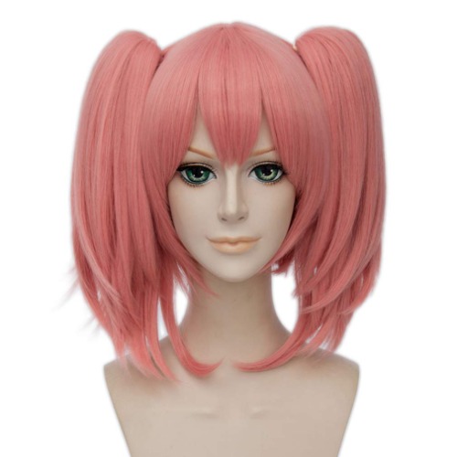 ATAYOU® Dam Kort Rosa Peruk Raka Vindruvor Anime Cosplay Peruk 2 Ponytals Peruk (Rosa)