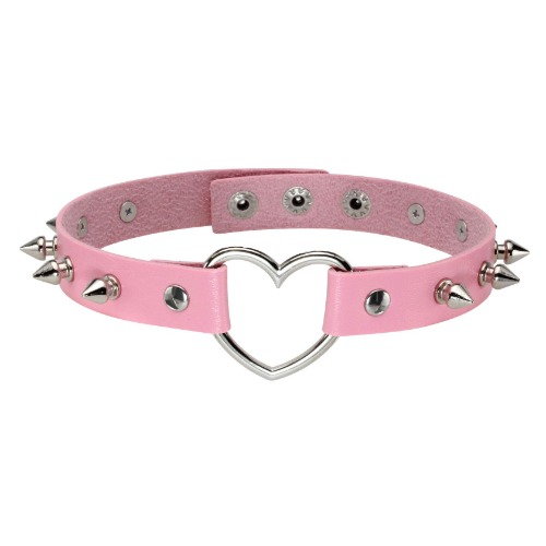 JJDreams PU-läder punk rock choker halsband hjärta gotisk med nit för kvinnor män justerbar