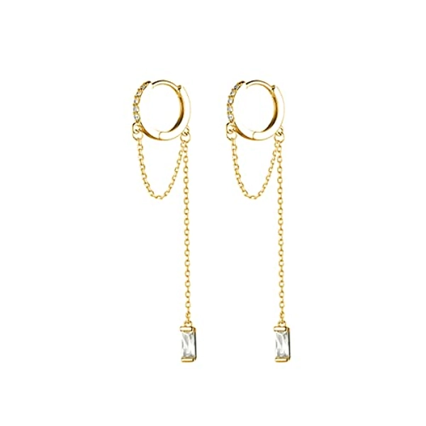 Throne Tu Diosa Mariela SLUYNZ 925 Sterling Silver CZ Dangle Hoop