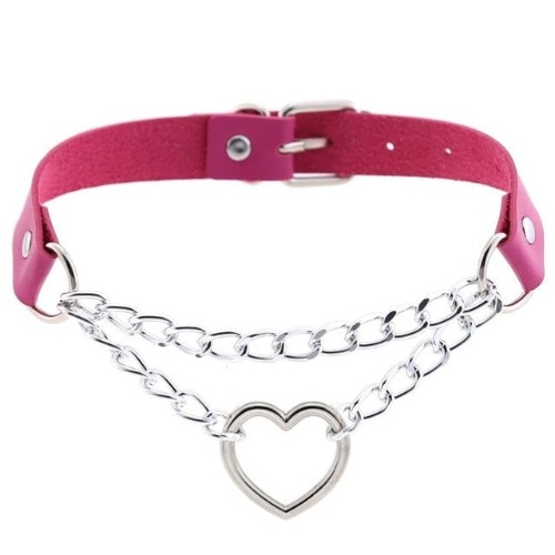 Chained Valentine Choker (15 Colors) - Magenta