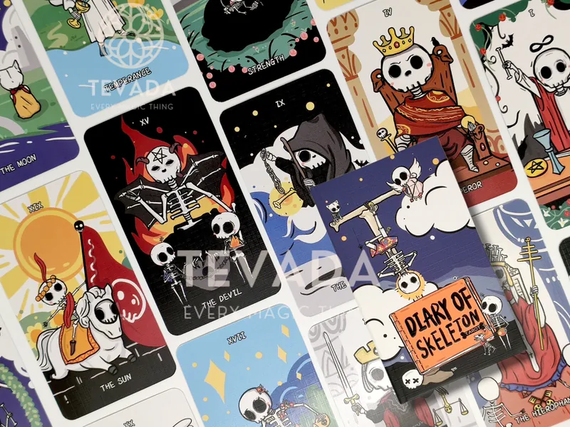 Diary of Skeleton Tarot Pocket Size Card Journey of Whimsy & Wisdom Día de los Muertos Tarot Unique Indie Tarot Deck for Beginners
