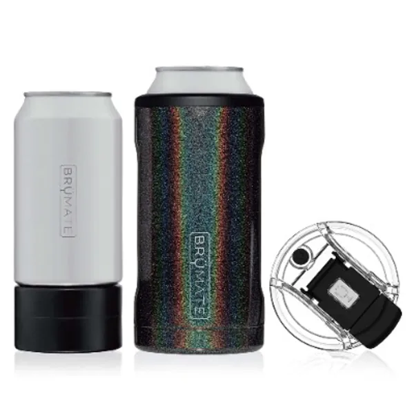 BrüMate HOPSULATOR TRíO 3-in-1 Stainless Steel Insulated Can Cooler, Works with 12 Oz, 16 Oz Cans and As A Pint Glass (Glitter Charcoal)
