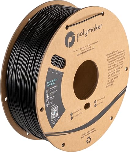 Polymaker PC-ABS Filament 1.75mm, Black Polycarbonate Filament 1.75mm Blend with ABS 1kg - Tough and Heat Resistant 1.75mm 3D Printer Polycarbonate Filament, Dimensional Accuracy +/- 0.03mm - 1kg PC-ABS, Black