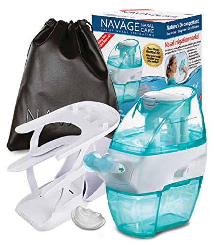 Navage Deluxe Bundle Nasal Irrigation System - Saline Nasal Rinse Kit with 1 Nose Cleaner, 20 Salt Pods, Travel Bag and 1 Countertop Caddy - Black