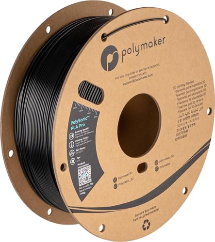 Polymaker High Speed PLA Pro Filament 1.75mm, Black PolySonic PLA Pro 3D Printer Filament 1kg - Stronger Fast Printing PLA Compatible with Most Printers - 002-1kg Black【new】