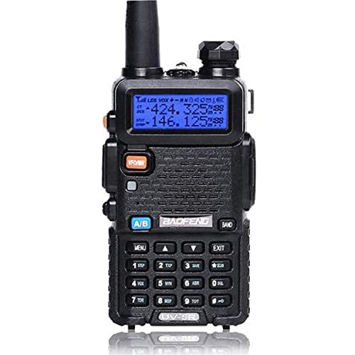 Baofeng UV-5R Two Way Radio Dual Band 144-148/420-450Mhz Walkie Talkie 1800mAh Li-ion Battery(Black) - Radio