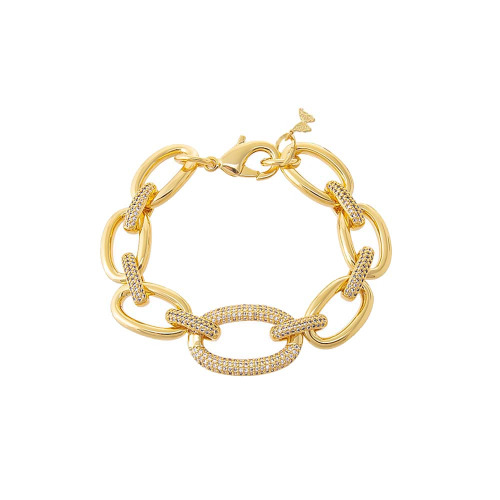 Pavé Statement Oval Shape Bracelet - Gold