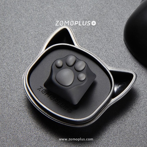 ABS & SILICONE KITTY PAW ARTISAN KEYCAP | KEYCAP COLOR: BLACK, PAW COLOR: GREY