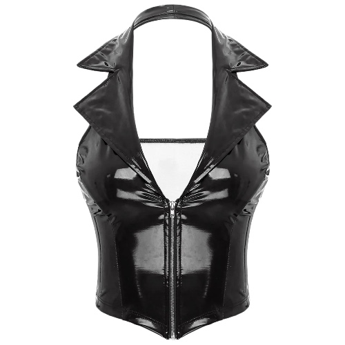 Candy Pink Latex Vest - Black / S